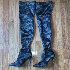 Aldo Thigh high camo heel boots